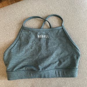 Teal high neck sports bra